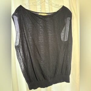 ROSEMUNDE Navy Blue Sleeveless Knit Top w/Rolled Hem at the Neck Sz L